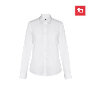 THC PARIS WOMEN WH. Chemise en popeline à manches longues pour femmes. Couleur blanche 3