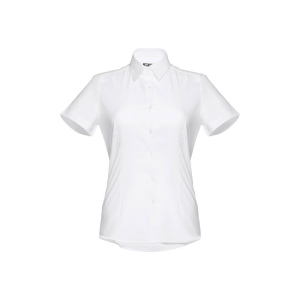 THC LONDON WOMEN WH. Chemise oxford à manches courtes pour femmes. Couleur blanche 3