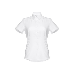 THC LONDON WOMEN WH. Chemise oxford à manches courtes pour femmes. Couleur blanche 2