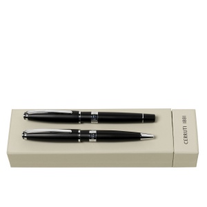 Parure Bicolore Black (stylo bille & stylo roller)