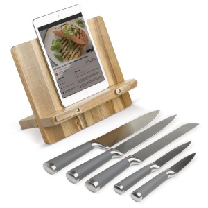 Support livre de cuisine avec 5 couteaux 4