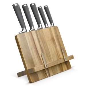 Support livre de cuisine avec 5 couteaux 2