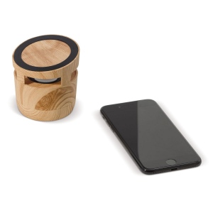 Enceinte 3W et Chargeur sans fil 5W en bois 7