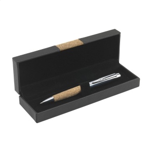 Stylo à bille bleu en métal avec une finition chromée polie et super lisse