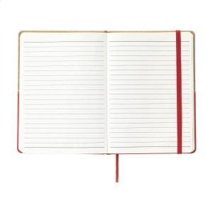 Carnet de notes de style duo en liège et en imitation cuir d'un format pratique avec environ 72 feuilles / 144 pages de papier (70 g/m²) lignées de couleur crème et fermeture par élastique 7