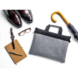 Grand sac à documents en polyester Oxford 300D dans une combinaison chic de gris bruyère et noir 5