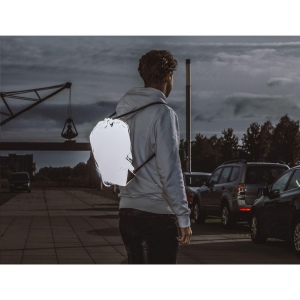 Sac à dos en nylon gris réfléchissant, fluorescent et imperméable 5