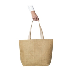 Sac en jute (320 g/m²) hors du commun avec intérieur laminé et de longues poignées en coton tissé 8