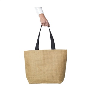 Sac en jute (320 g/m²) hors du commun avec intérieur laminé et de longues poignées en coton tissé 9