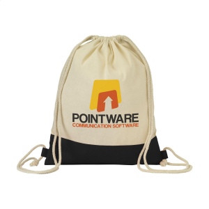 Sac à dos avec des cordons de serrage en 100% coton (125 g/m²) et une doublure colorée
