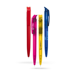 STYLO BILLE BLEUE CORPS ET CLIP PLASTIQUE EN MATIERE RECYCLEE rPET 27