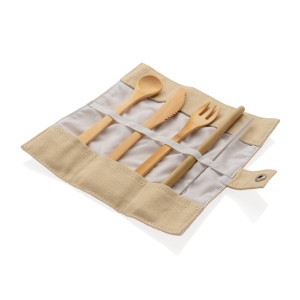 Set de couverts de voyage en bambou réutilisable 3