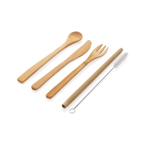 Set de couverts de voyage en bambou réutilisable 7