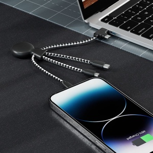 Mr Bio Short - Câble de charge multi-connecteurs Double entrée Type-C & USB 16