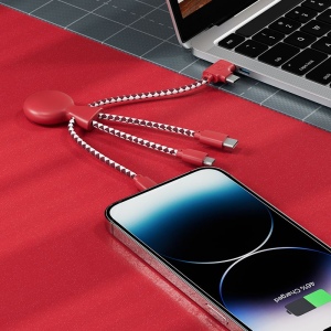 Mr Bio Short - Câble de charge multi-connecteurs Double entrée Type-C & USB 13