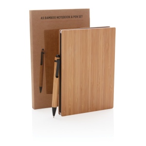 Set carnets de notes A5 et stylo en bambou 9