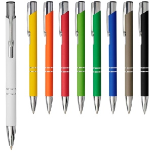 Stylo bille rétractable doux au toucher Moneta (encre noire) 32