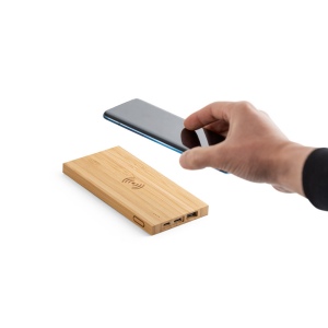 FITCH. Power bank 5 000 mAh avec chargeur sans fil 5W en bambou 6