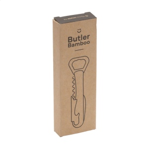 Couteau de sommelier pliable en métal avec poignée en bambou et 4 fonctions : tire-bouchon, 2 décapsuleurs et coupe-fil 5