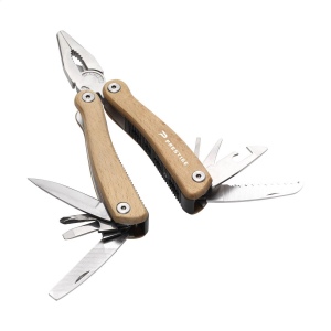 Pince polyvalente compacte en acier inoxydable avec un manche en bois en hêtre 2