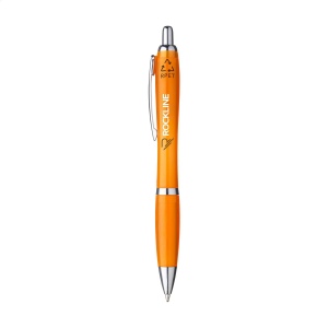 Stylo à bille à encre bleue avec un corps de couleur transparente, fabriqué en PET 100% recyclé 6