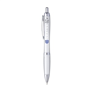 Stylo à bille à encre bleue avec un corps de couleur transparente, fabriqué en PET 100% recyclé 5