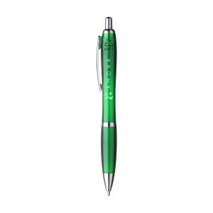 Stylo à bille à encre bleue avec un corps de couleur transparente, fabriqué en PET 100% recyclé 3