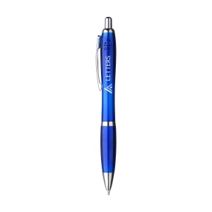 Stylo à bille à encre bleue avec un corps de couleur transparente, fabriqué en PET 100% recyclé 2