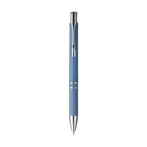 Stylo à bille à encre bleue avec un support 50% ABS et 50% en paille de blé, avec un clip en métal et des accents en plastique chromé 5
