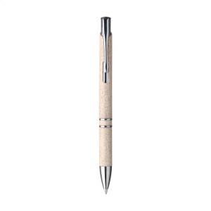 Stylo à bille à encre bleue avec un support 50% ABS et 50% en paille de blé, avec un clip en métal et des accents en plastique chromé 6