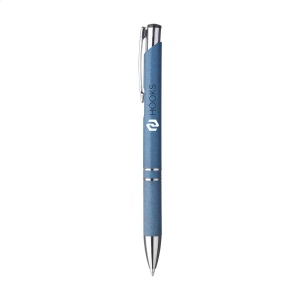 Stylo à bille à encre bleue avec un support 50% ABS et 50% en paille de blé, avec un clip en métal et des accents en plastique chromé 2