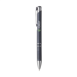 Stylo à bille à encre bleue avec un support 50% ABS et 50% en paille de blé, avec un clip en métal et des accents en plastique chromé 4