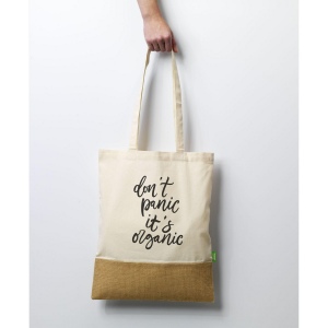 Sac shopping en coton 100% biologique (160 g/m²) combiné à de la toile de jute robuste 6