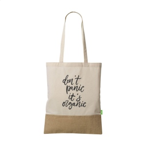 Sac shopping en coton 100% biologique (160 g/m²) combiné à de la toile de jute robuste
