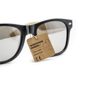 Lunettes de soleil avec branches de bambou, une monture paille de blé et des verres réfléchissants argentés qui assurent une protection UV 400 (selon les normes européennes) 5