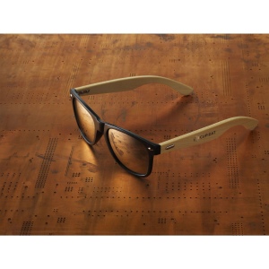 Lunettes de soleil avec branches de bambou, une monture paille de blé et des verres réfléchissants argentés qui assurent une protection UV 400 (selon les normes européennes) 6