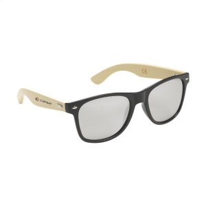 Lunettes de soleil avec branches de bambou, une monture paille de blé et des verres réfléchissants argentés qui assurent une protection UV 400 (selon les normes européennes) 2