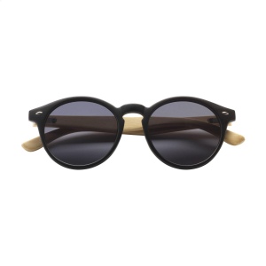 Lunettes de soleil tendances, avec une monture ronde noire matte, des branches en bambou, des verres noirs qui assurent une protection UV 400 (selon les normes européennes) 4