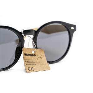 Lunettes de soleil tendances, avec une monture ronde noire matte, des branches en bambou, des verres noirs qui assurent une protection UV 400 (selon les normes européennes) 6
