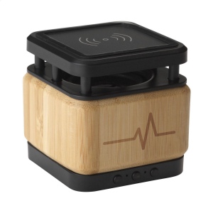 Haut-parleur Bluetooth et chargeur sans fil 2-en-1, en magnifique bambou naturel certifié FSC 100% et en ABS 2