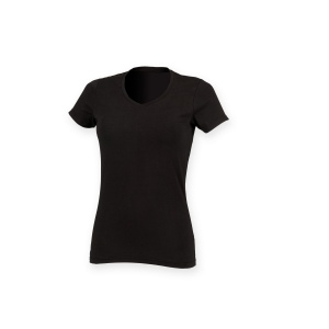 Tee-shirt stretch col V femme 2