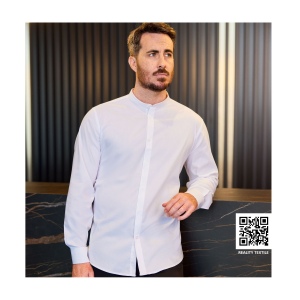 Chemise à manches longues à col Mao