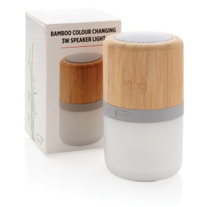 Enceinte 3W en bambou avec lumière d'ambiance 12