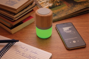 Enceinte 3W en bambou avec lumière d'ambiance 11