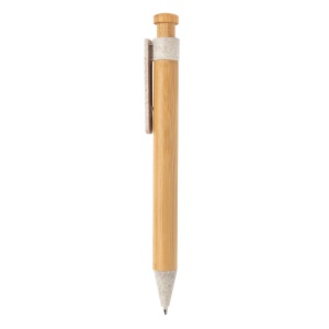 Stylo en bambou avec clip en fibre de paille 6
