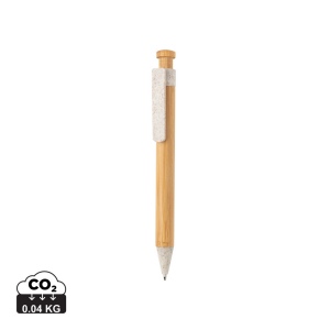 Stylo en bambou avec clip en fibre de paille