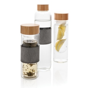 Bouteille en verre avec couvercle en bambou Impact 7