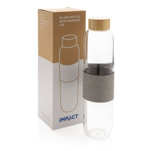 Bouteille en verre avec couvercle en bambou Impact 11