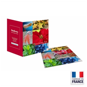 Carte de vœux microfibre format 145x145 mm