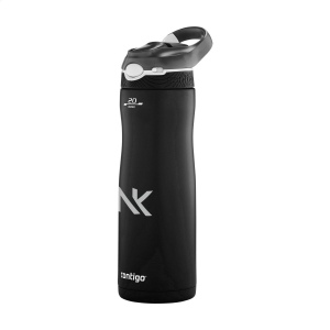 Bouteille de Contigo® très robuste en acier inoxydable avec finition mate et des paroies isolées et sous vide, la technologie AUTOSPOUT™, un mécanisme de verrouillage et un mousqueton 7